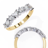 Yellow Gold Pear and Round Diamond Alternating Cluster Half Eternity Ring