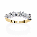 Yellow Gold Pear and Round Diamond Alternating Cluster Half Eternity Ring