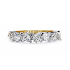Yellow Gold Pear and Round Diamond Alternating Cluster Half Eternity Ring