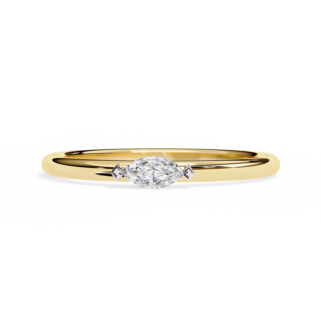 Yellow Gold Marquise Diamond East-West Solitaire Ring