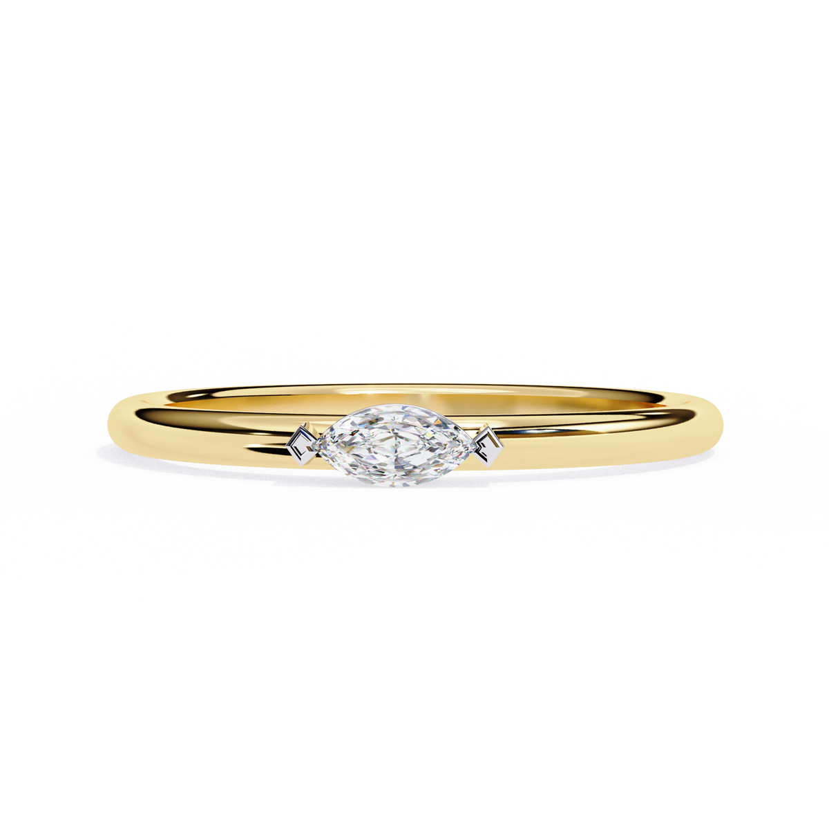 Yellow Gold Marquise Diamond East-West Solitaire Ring