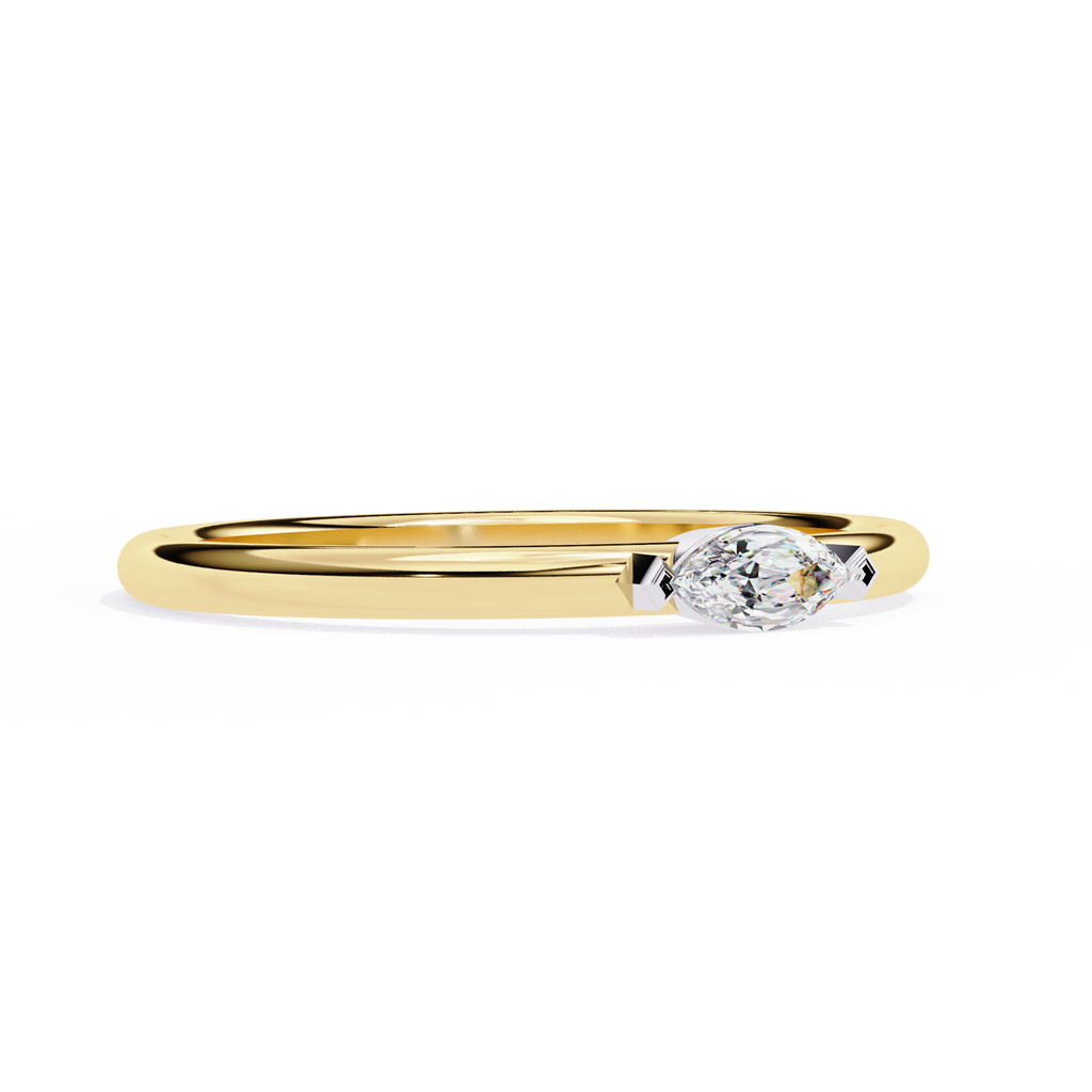 Yellow Gold Marquise Diamond East-West Solitaire Ring