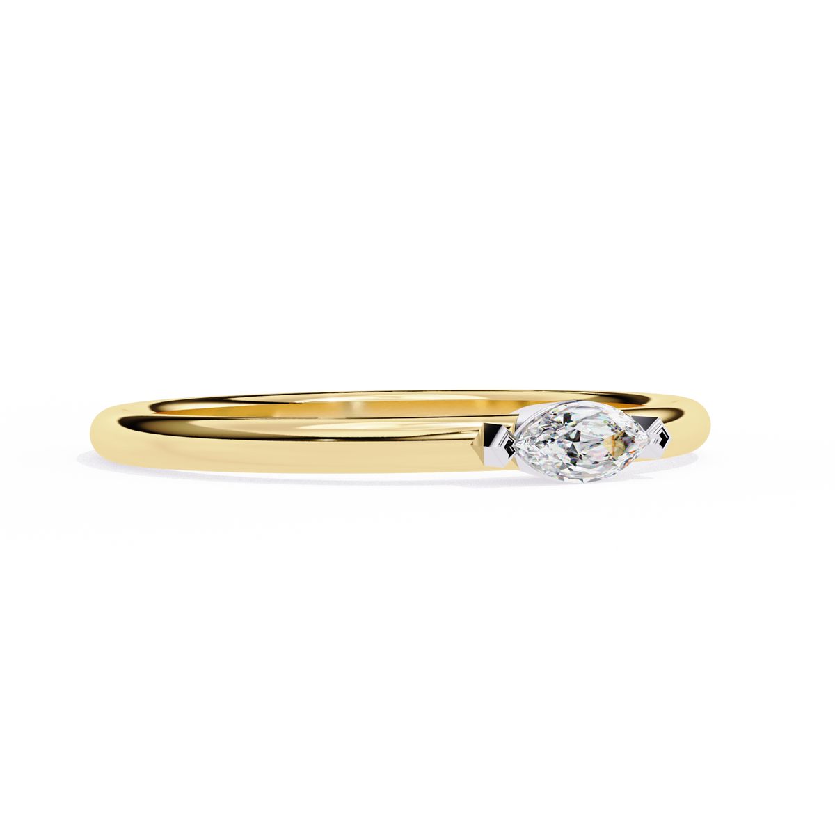 Yellow Gold Marquise Diamond East-West Solitaire Ring