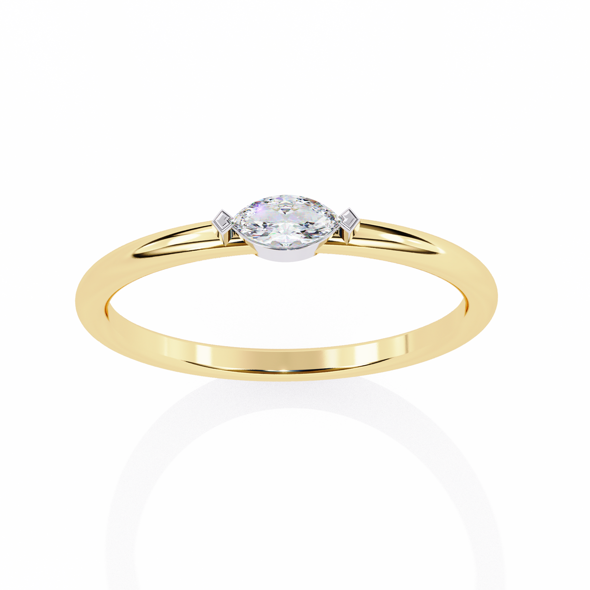 Yellow Gold Marquise Diamond East-West Solitaire Ring