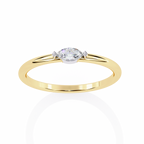 Yellow Gold Marquise Diamond East-West Solitaire Ring
