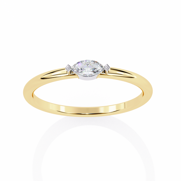 Yellow Gold Marquise Diamond East-West Solitaire Ring