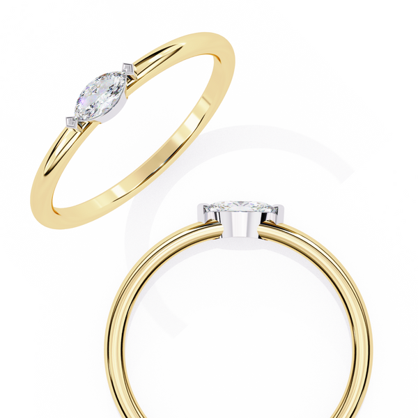 Yellow Gold Marquise Diamond East-West Solitaire Ring