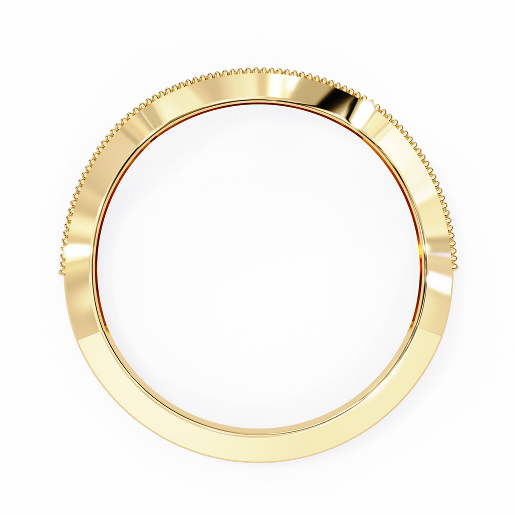Yellow Gold Round Diamond Milgrain Contour Half Eternity Ring