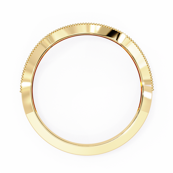 Yellow Gold Round Diamond Milgrain Contour Half Eternity Ring
