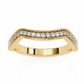 Yellow Gold Round Diamond Milgrain Contour Half Eternity Ring