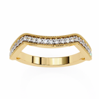 Yellow Gold Round Diamond Milgrain Contour Half Eternity Ring