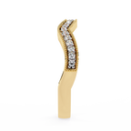 Yellow Gold Round Diamond Milgrain Contour Half Eternity Ring