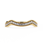 Yellow Gold Round Diamond Milgrain Contour Half Eternity Ring