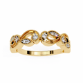 Yellow Gold Round Diamond Milgrain Paisley Scroll Half Eternity Ring