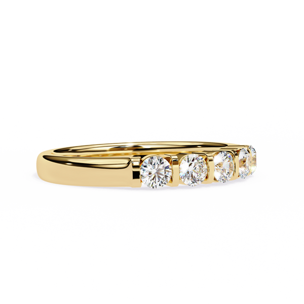 Yellow Gold Round Diamond Five Stone Bar Set Ring