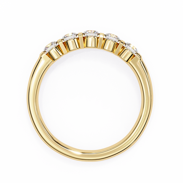 Yellow Gold Round Diamond Five Stone Bar Set Ring