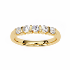 Yellow Gold Round Diamond Five Stone Bar Set Ring