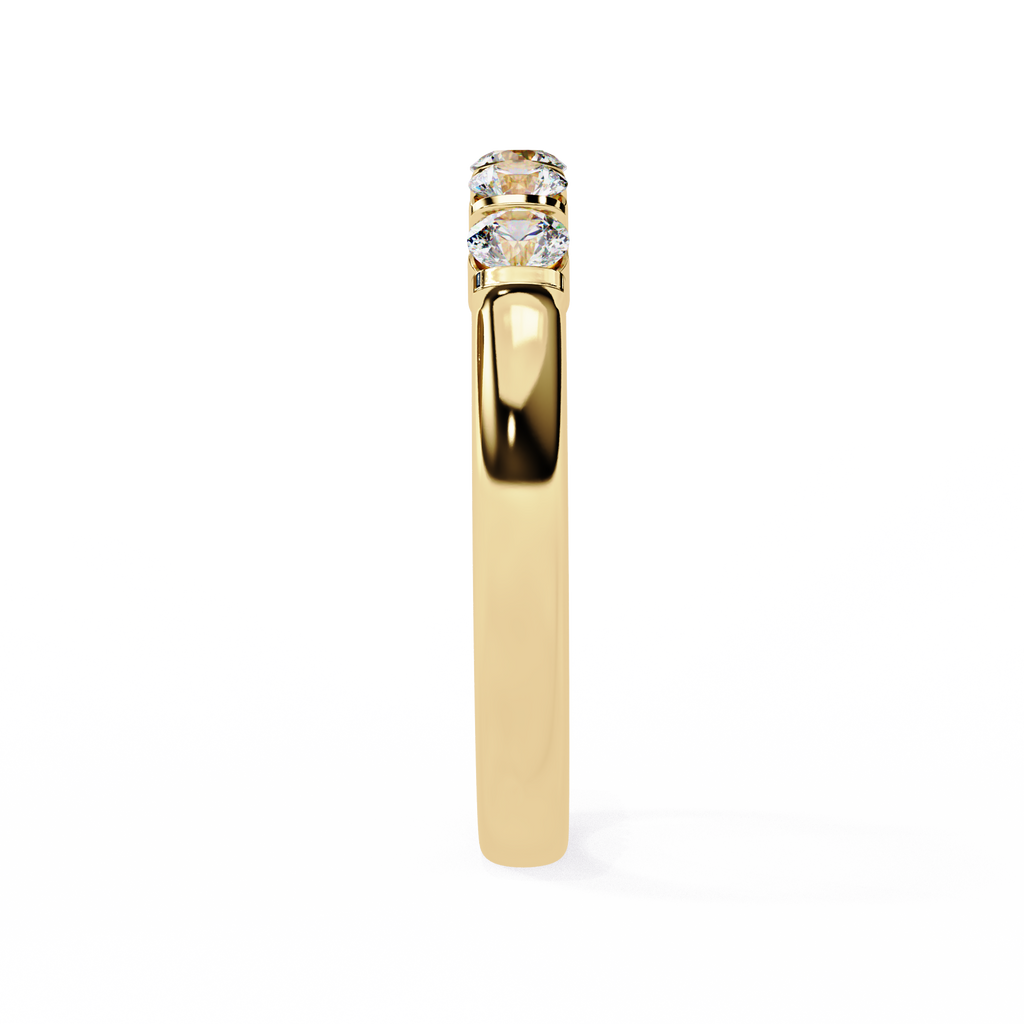 Yellow Gold Round Diamond Five Stone Bar Set Ring