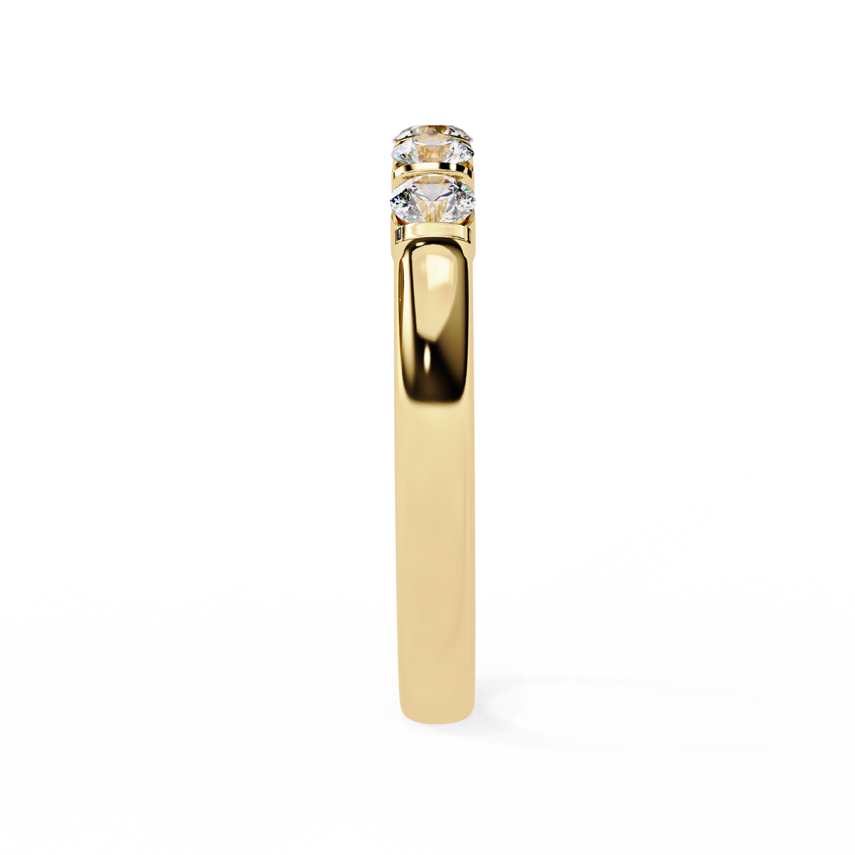 Yellow Gold Round Diamond Five Stone Bar Set Ring