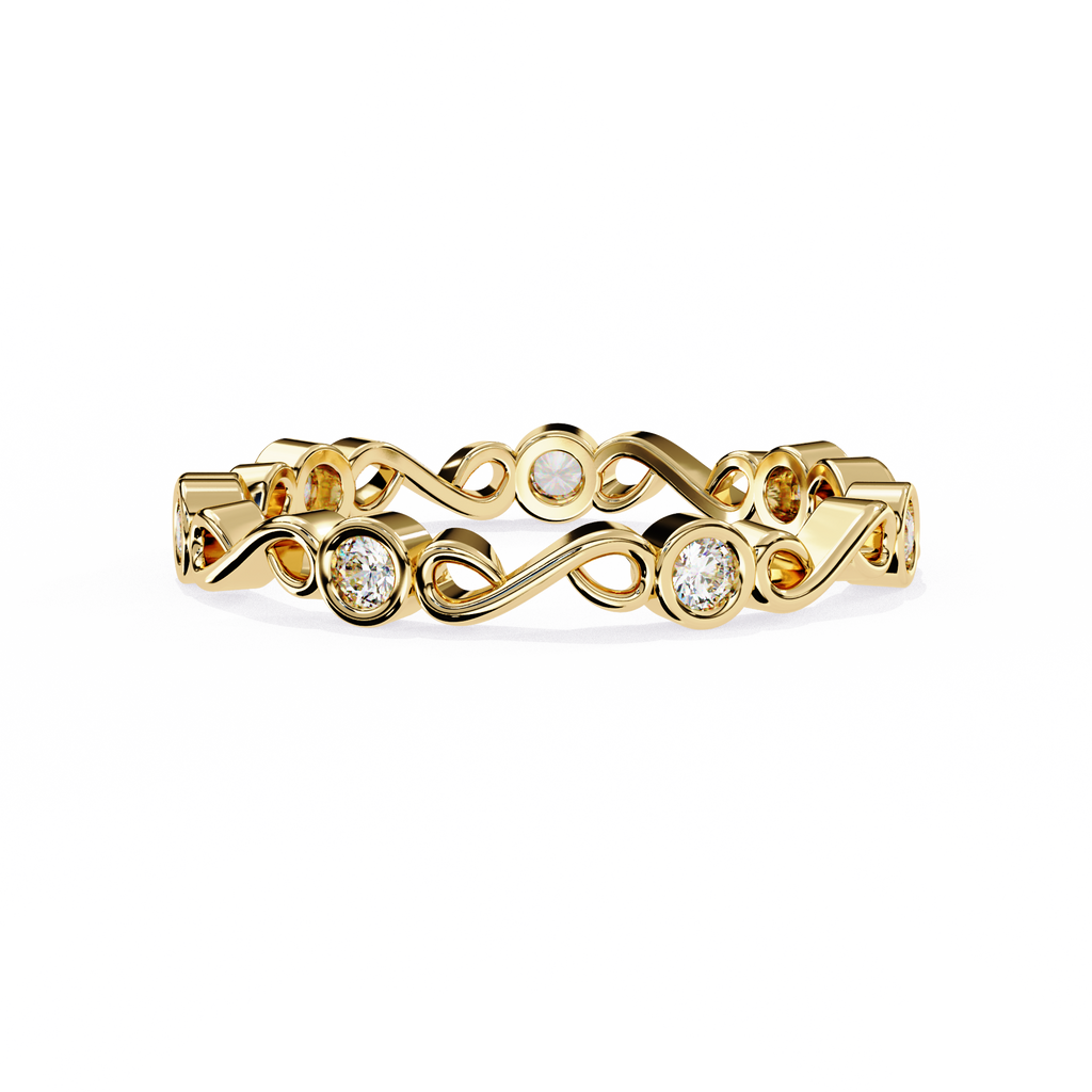 Yellow Gold Round Diamond Infinity Loop Full Eternity Band