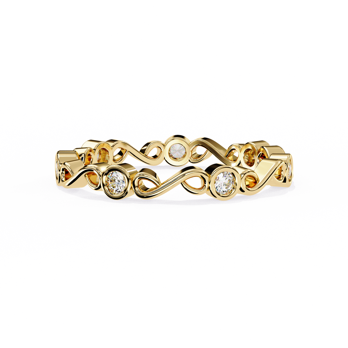 Yellow Gold Round Diamond Infinity Loop Full Eternity Band