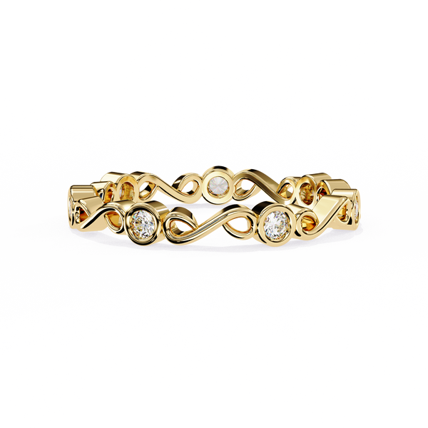 Yellow Gold Round Diamond Infinity Loop Full Eternity Band