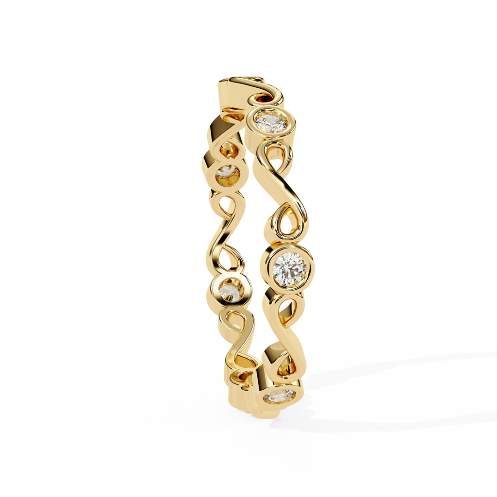 Yellow Gold Round Diamond Infinity Loop Full Eternity Band