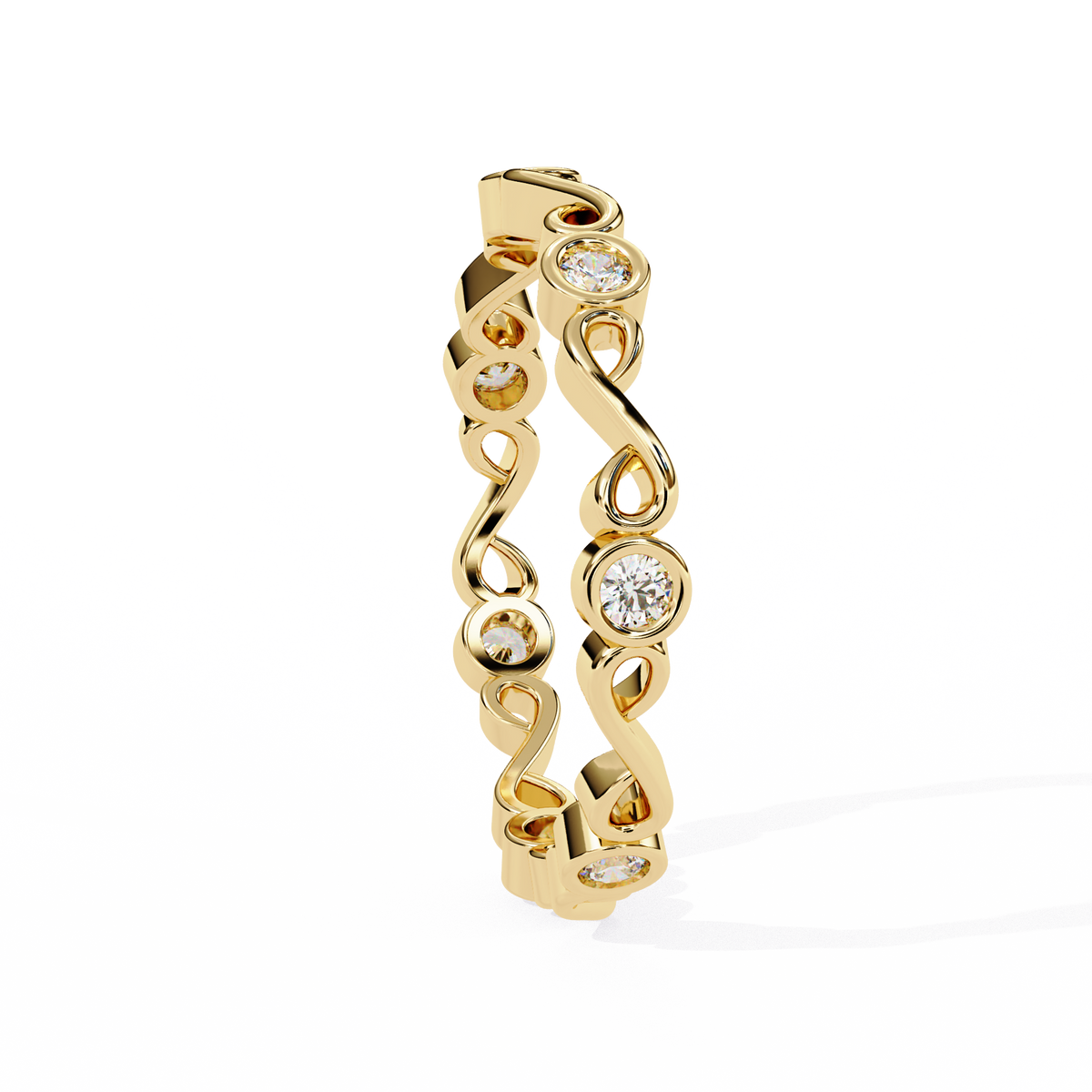 Yellow Gold Round Diamond Infinity Loop Full Eternity Band