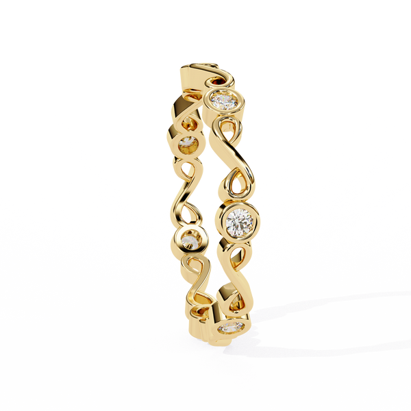 Yellow Gold Round Diamond Infinity Loop Full Eternity Band