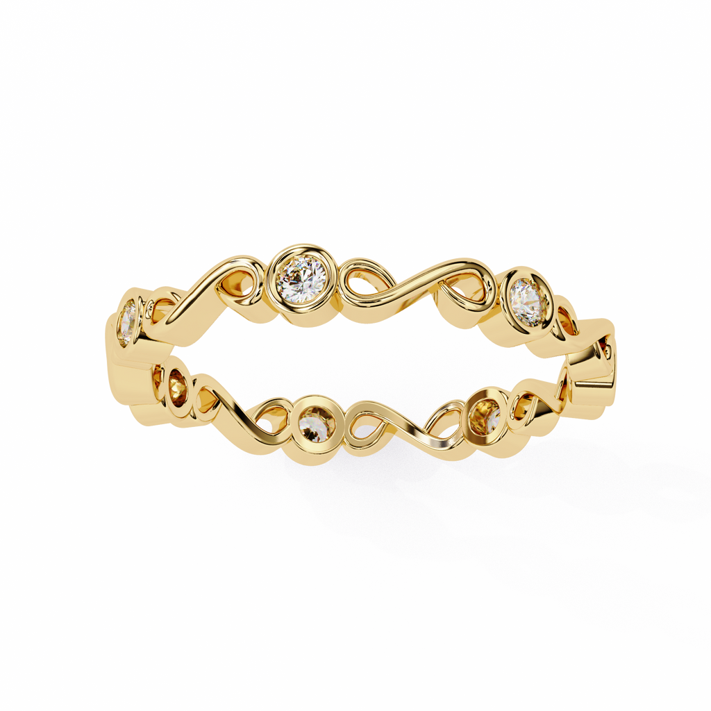 Yellow Gold Round Diamond Infinity Loop Full Eternity Band