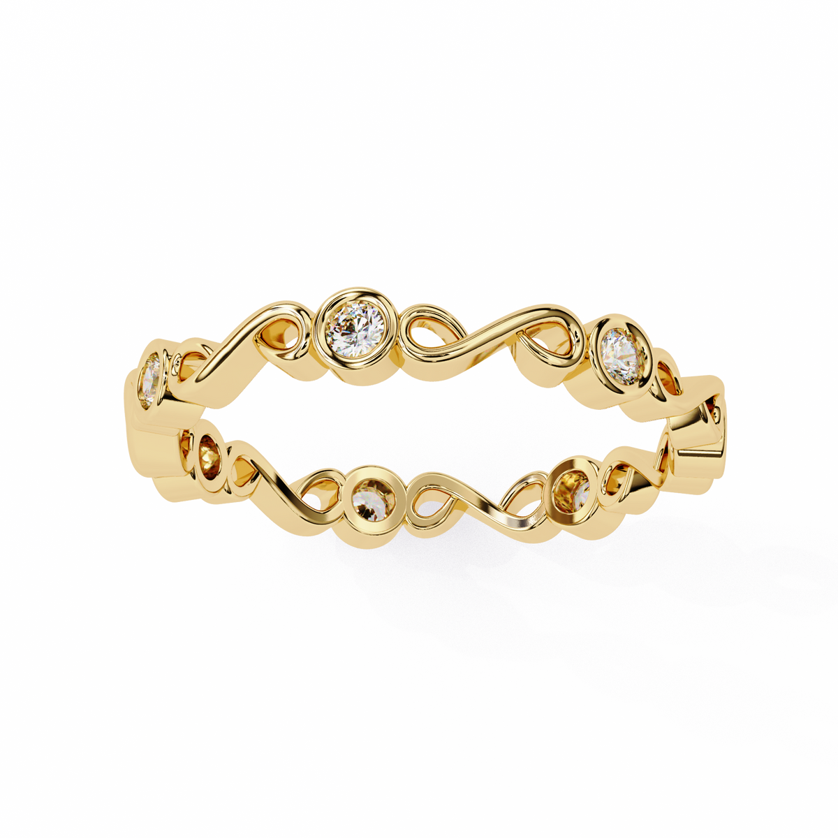 Yellow Gold Round Diamond Infinity Loop Full Eternity Band