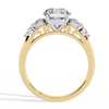 Yellow Gold Round Diamond Pear and Round Accent Solitaire Ring