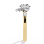 Yellow Gold Round Diamond Pear and Round Accent Solitaire Ring