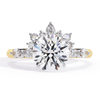 Yellow Gold Round Diamond Pear and Round Accent Solitaire Ring