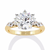Yellow Gold Round Diamond Pear and Round Accent Solitaire Ring