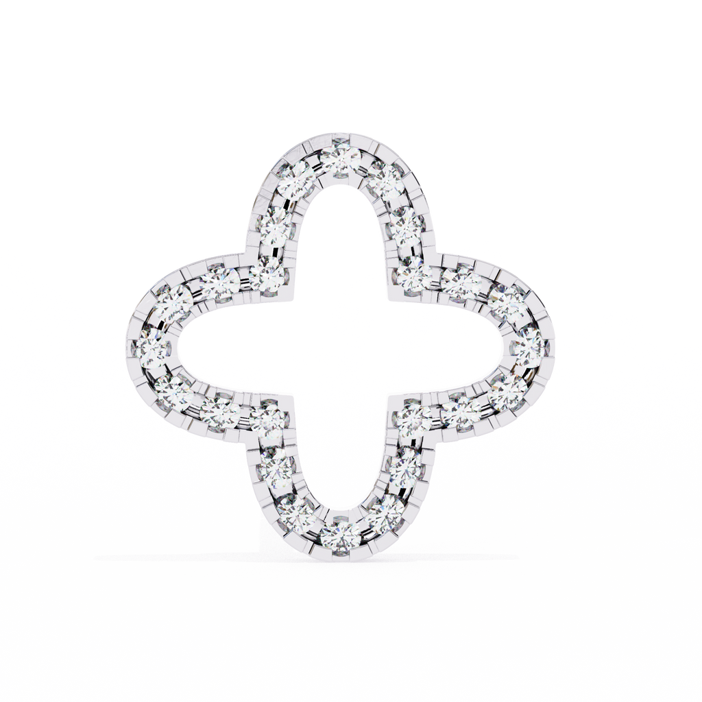 Rose Gold Open Clover Diamond Stud Earrings
