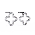 White Gold Open Clover Diamond Stud Earrings