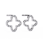 White Gold Open Clover Diamond Stud Earrings