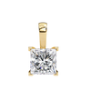 Gold Princess Cut Diamond Four-Prong Solitaire Pendant