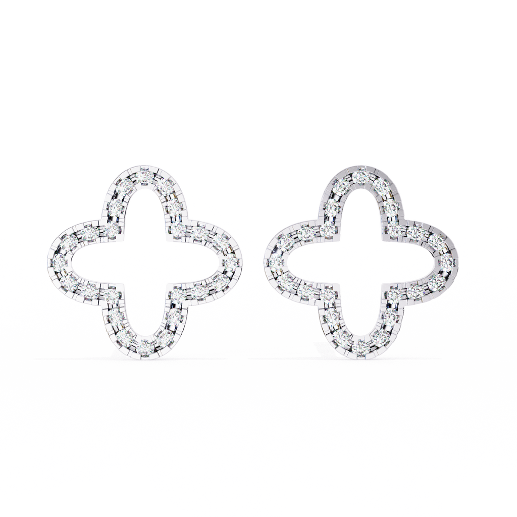 Rose Gold Open Clover Diamond Stud Earrings