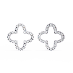 Rose Gold Open Clover Diamond Stud Earrings