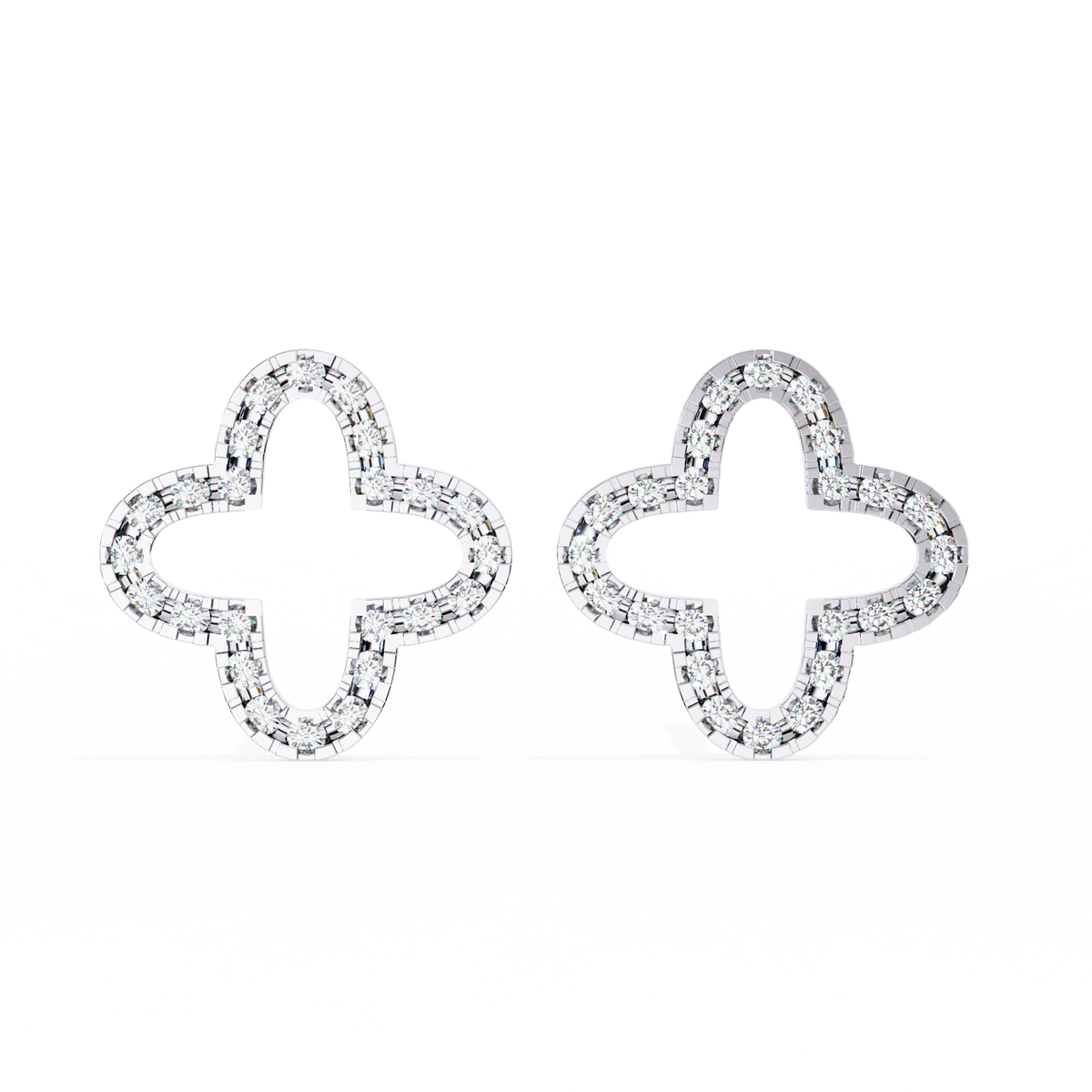 Rose Gold Open Clover Diamond Stud Earrings