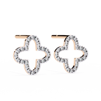 Rose Gold Open Clover Diamond Stud Earrings