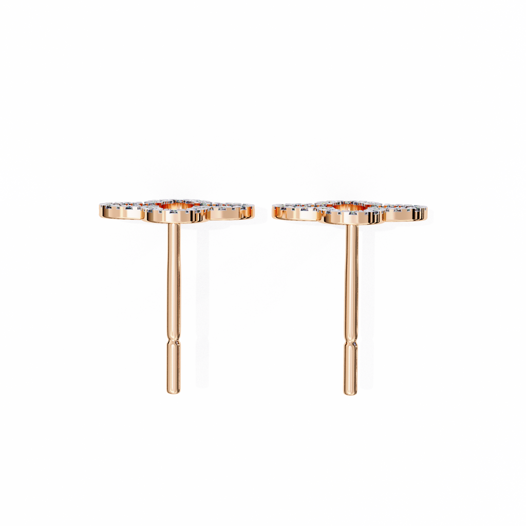 Rose Gold Open Clover Diamond Stud Earrings