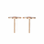 Rose Gold Open Clover Diamond Stud Earrings