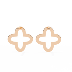 Rose Gold Open Clover Diamond Stud Earrings