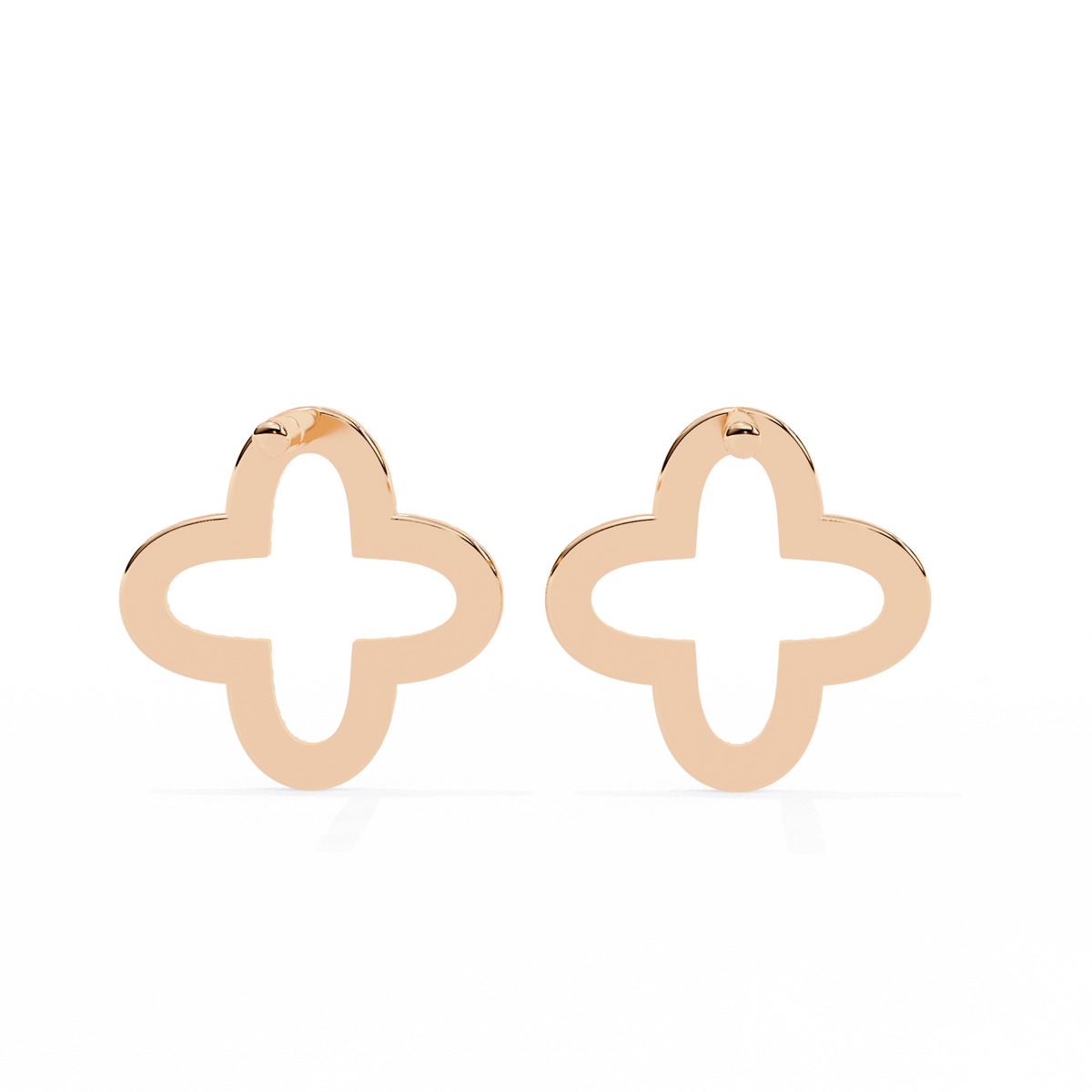 Rose Gold Open Clover Diamond Stud Earrings