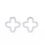 White Gold Open Clover Diamond Stud Earrings