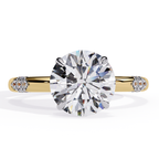 Yellow Gold Round Diamond Pavé Accent Solitaire Engagement Ring