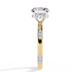 Yellow Gold Round Diamond Pavé Accent Solitaire Engagement Ring